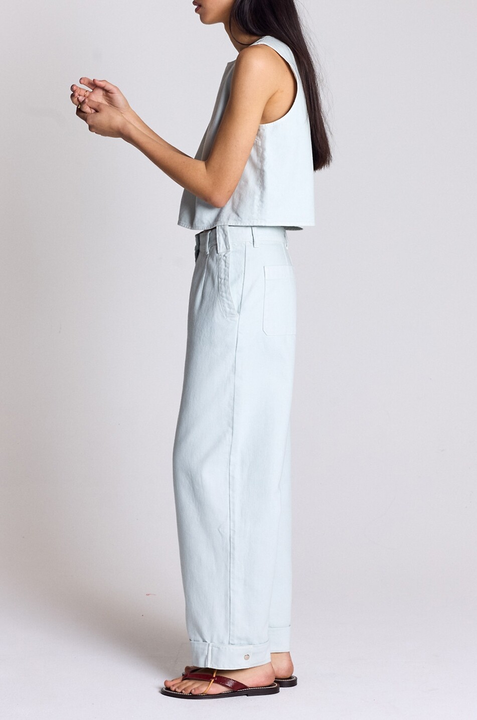 BALZAC PARIS Pantalon ample à pinces en coton Tristan Femme BLEU CLAIR 5