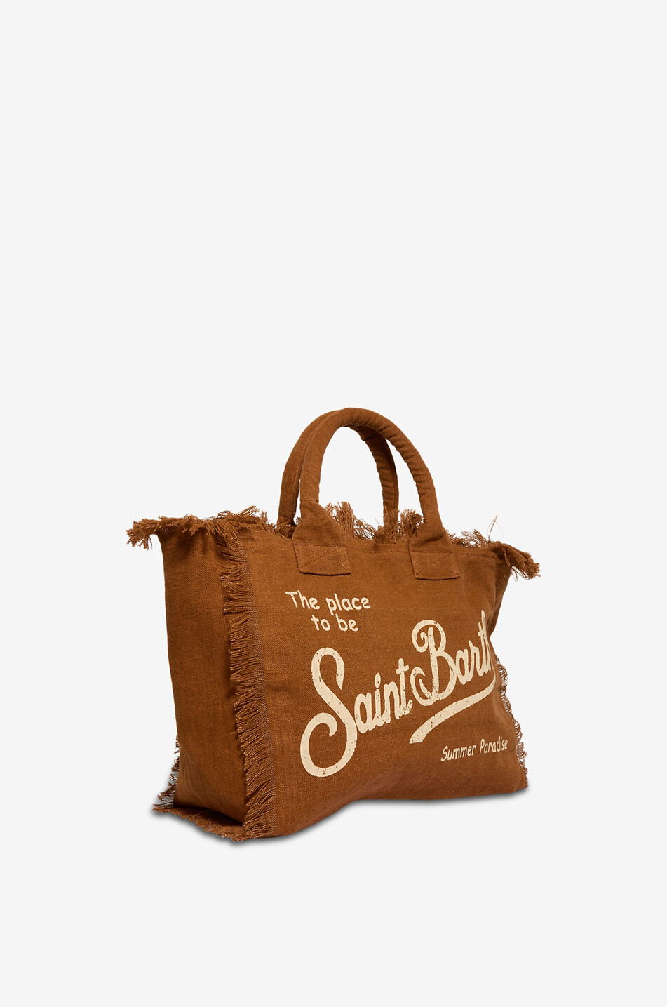 MC2 SAINT BARTH Vanity linen tote bag Women LIGHT BROWN 2