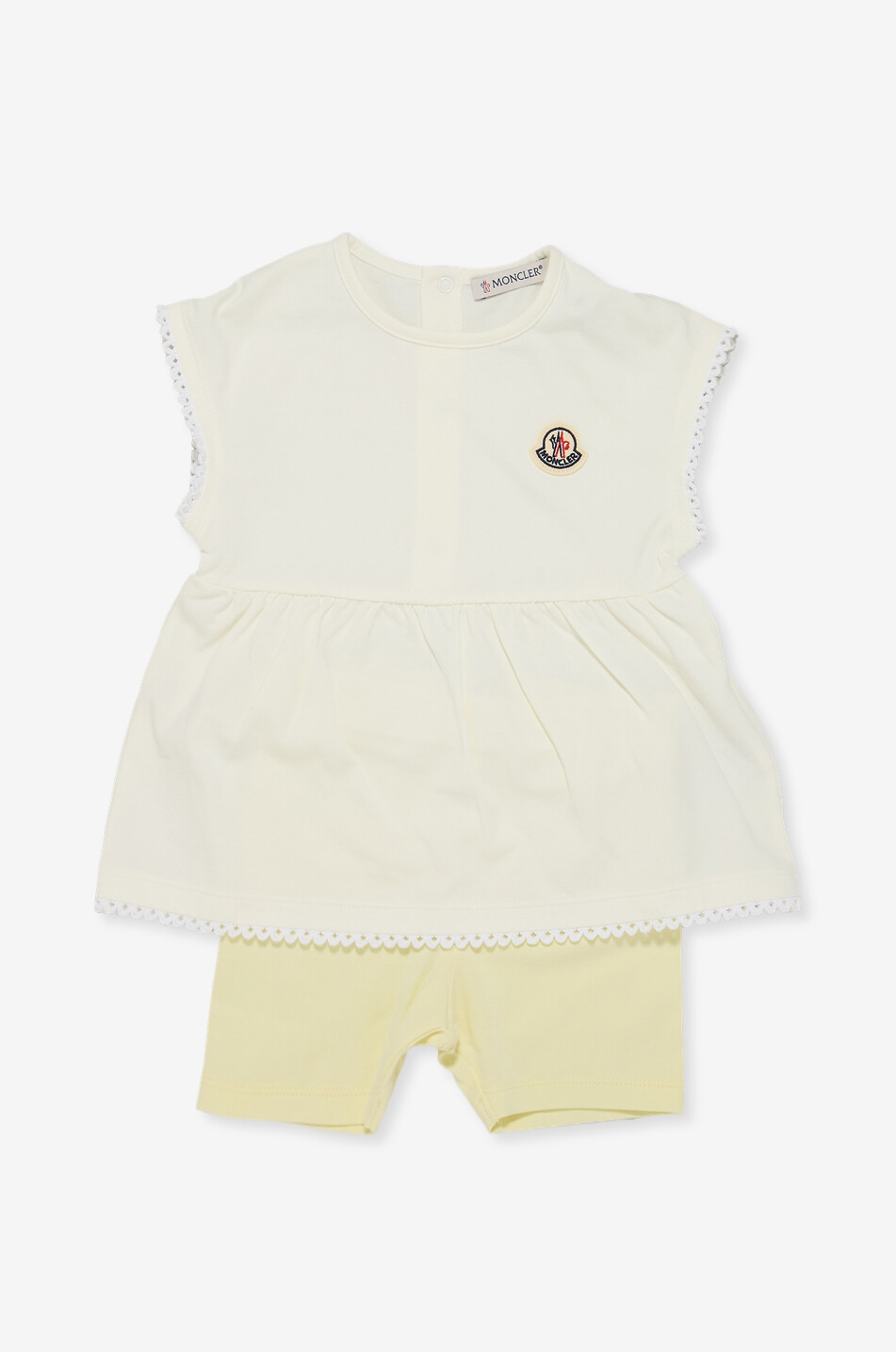 Baby cotton logo embroidered bermuda shorts and blouse set