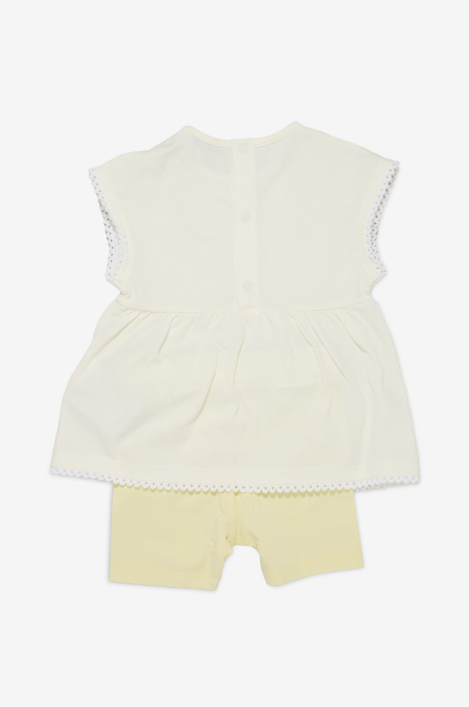 MONCLER Baby cotton logo embroidered bermuda shorts and blouse set Baby EGGSHELL 2