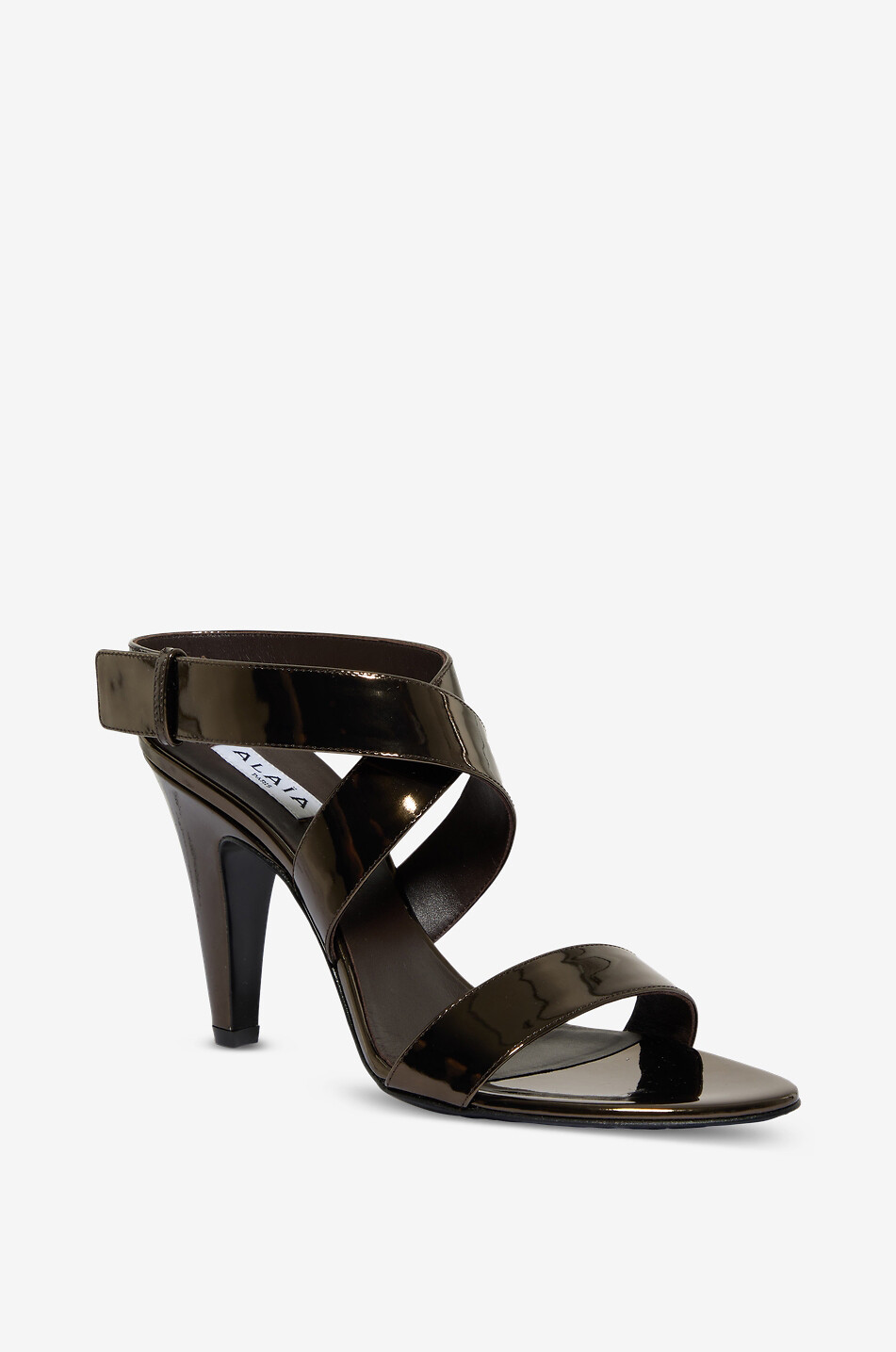 ALAÏA Sandales à talons hauts en cuir métallisé Cone Femme MARRON 1
