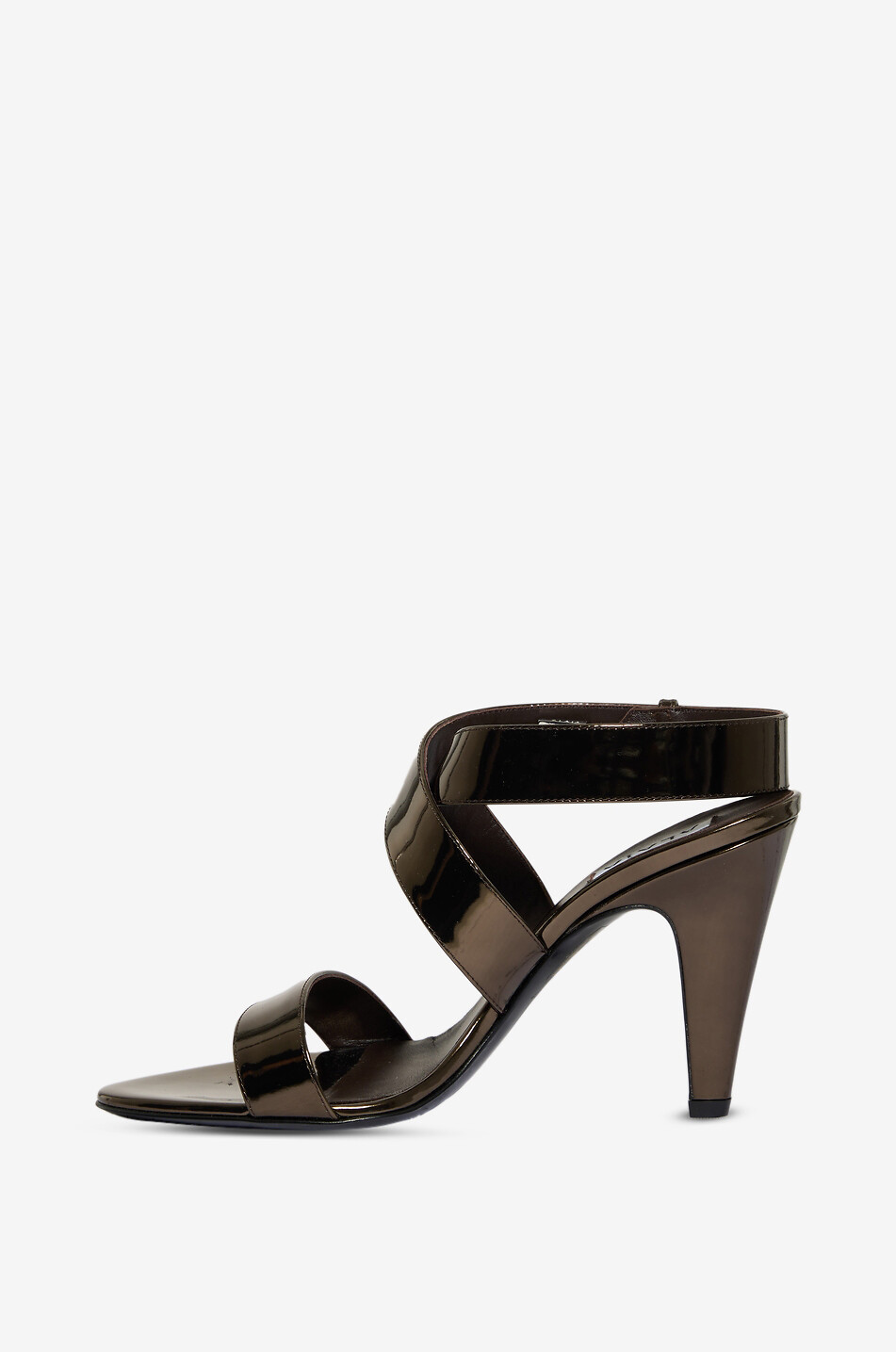 ALAÏA Sandales à talons hauts en cuir métallisé Cone Femme MARRON 3
