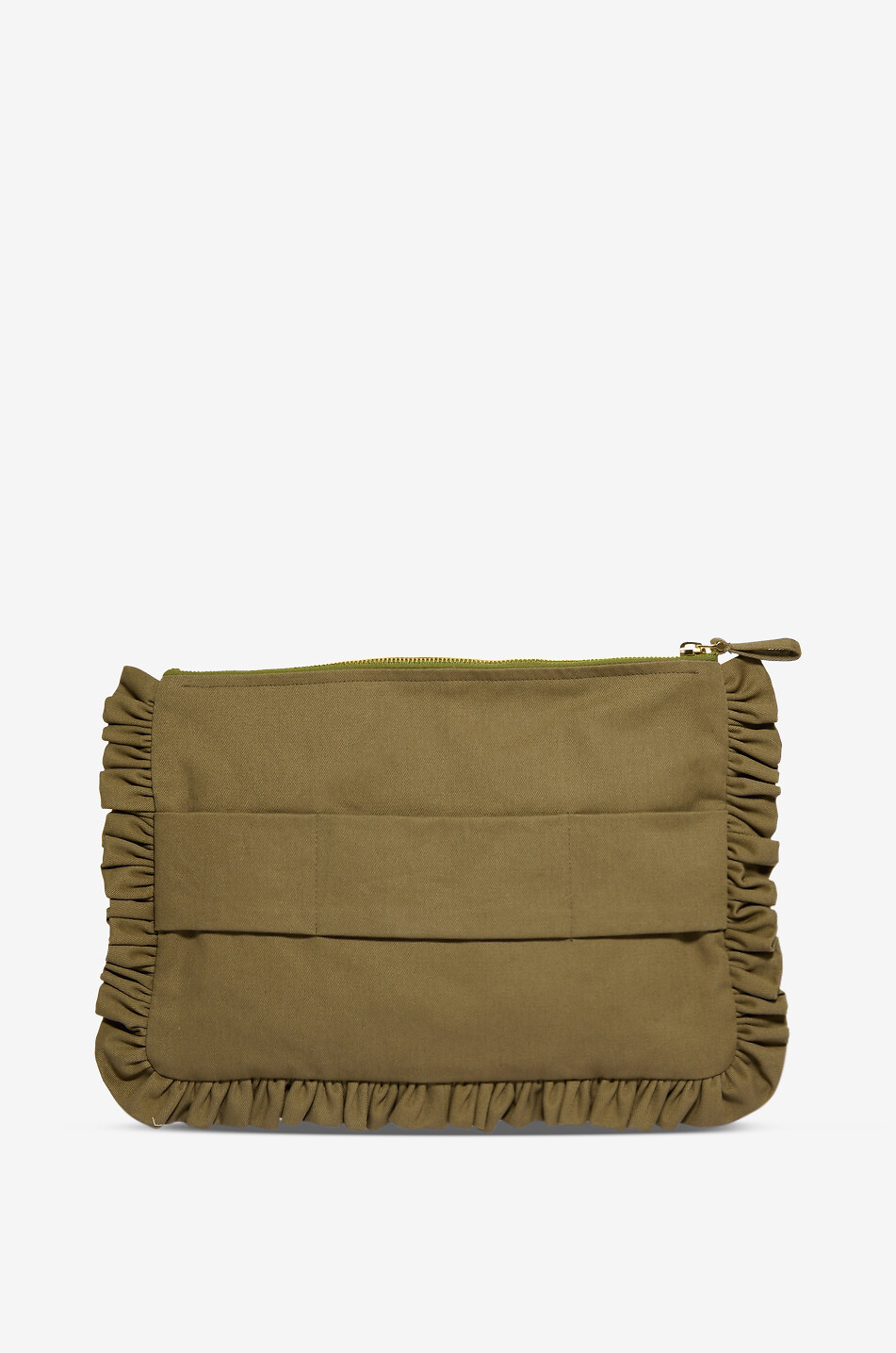 LA DOUBLEJ Pochette à volants brodée floral en coton Femme KAKI 2