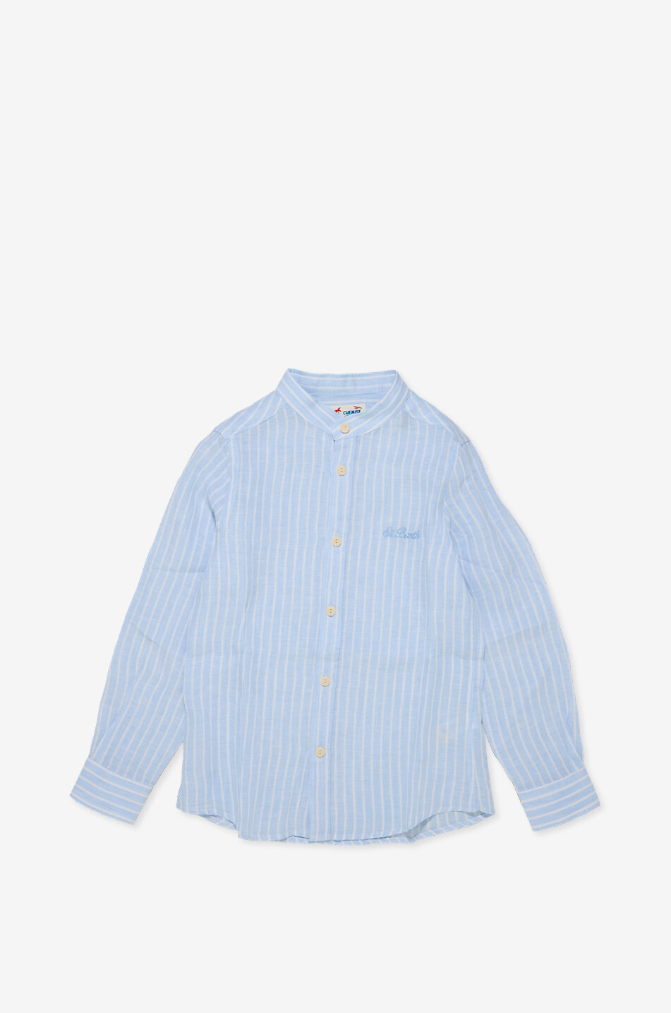 MC2 SAINT BARTH Chemise garçon en lin rayée Pati Garçon BLEU CLAIR 1
