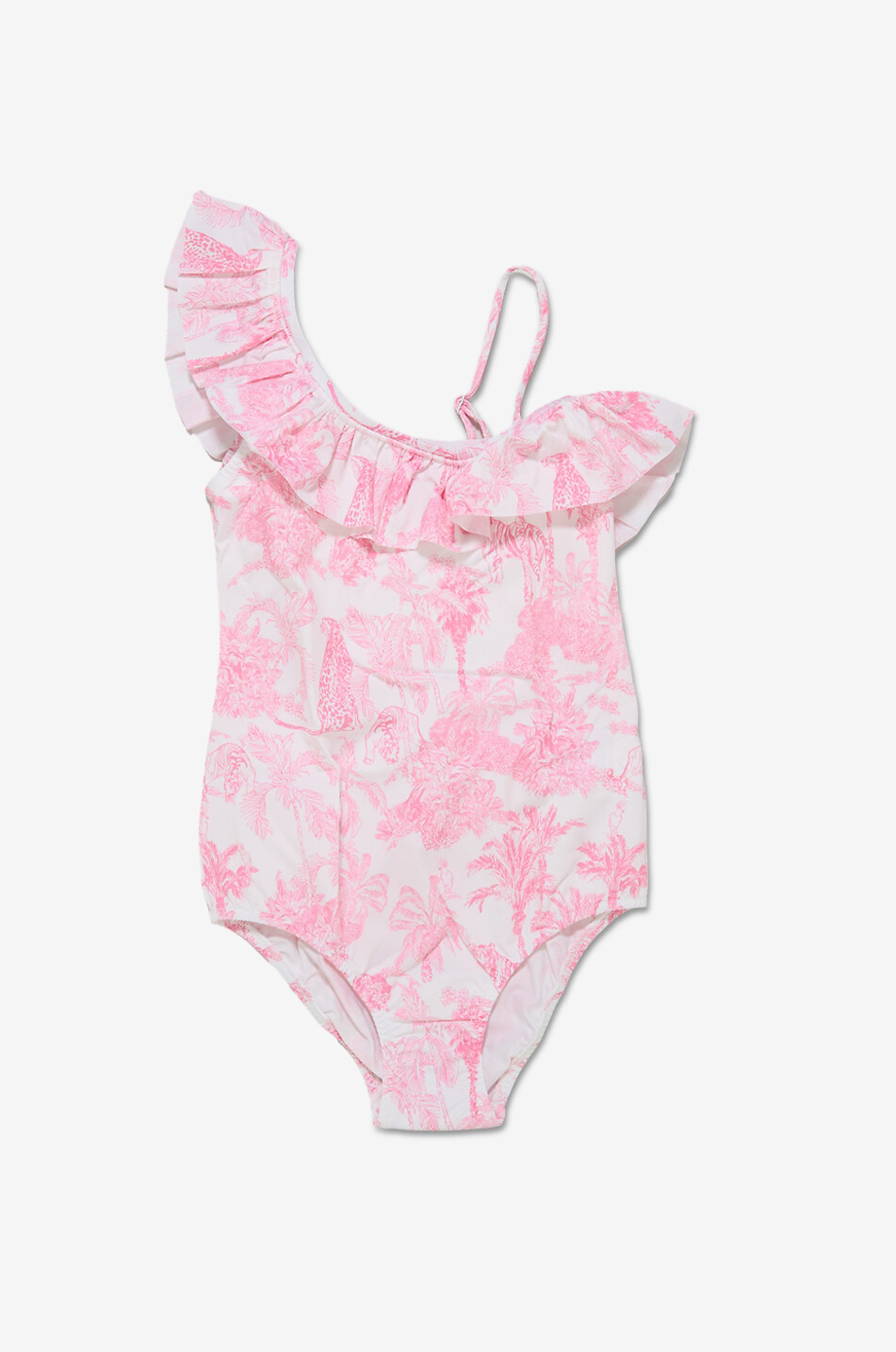 MC2 SAINT BARTH Asymmetrischer Mädchen-Badeanzug aus bedrucktem Lycra Carin Mädchen WEISS 1