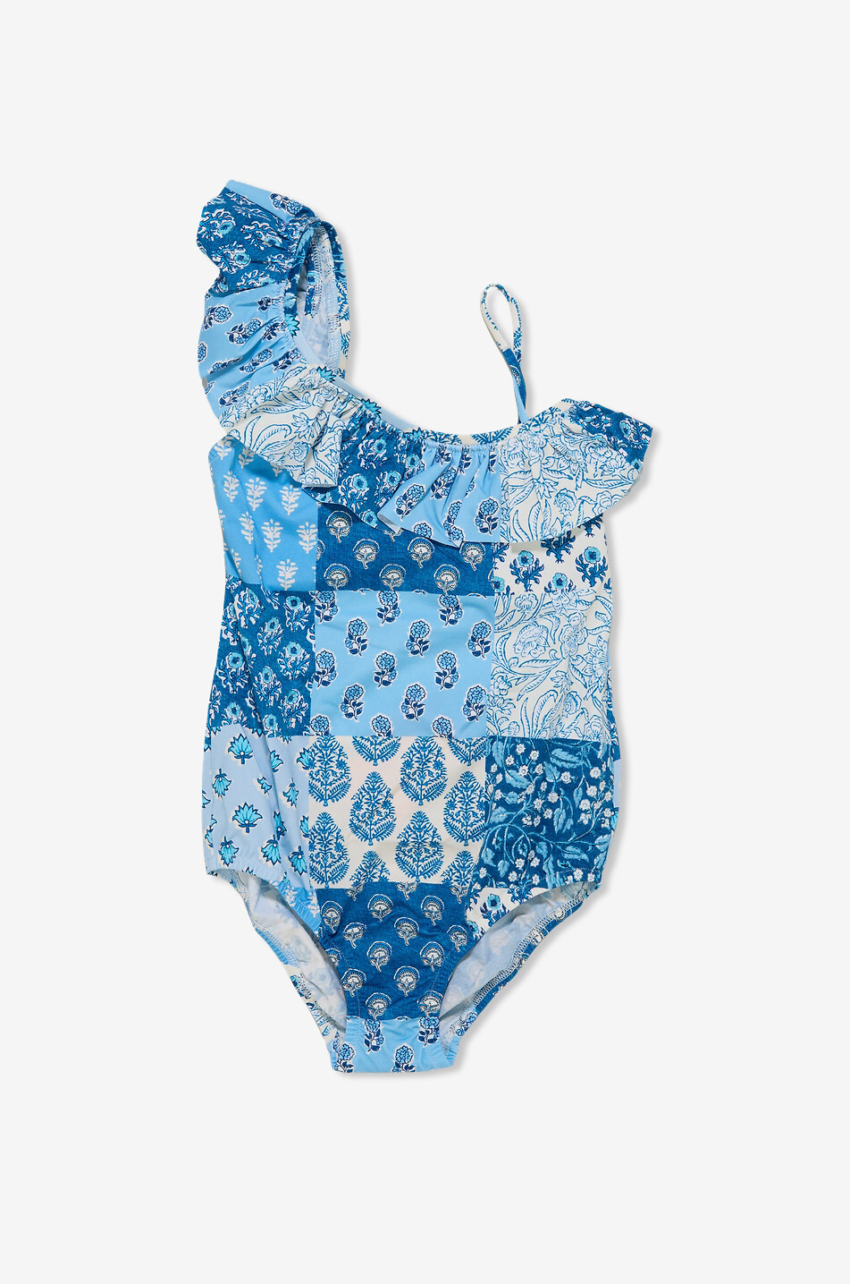 MC2 SAINT BARTH Asymmetrischer Mädchen-Badeanzug aus bedrucktem Lycra Carin Mädchen BLAU 1