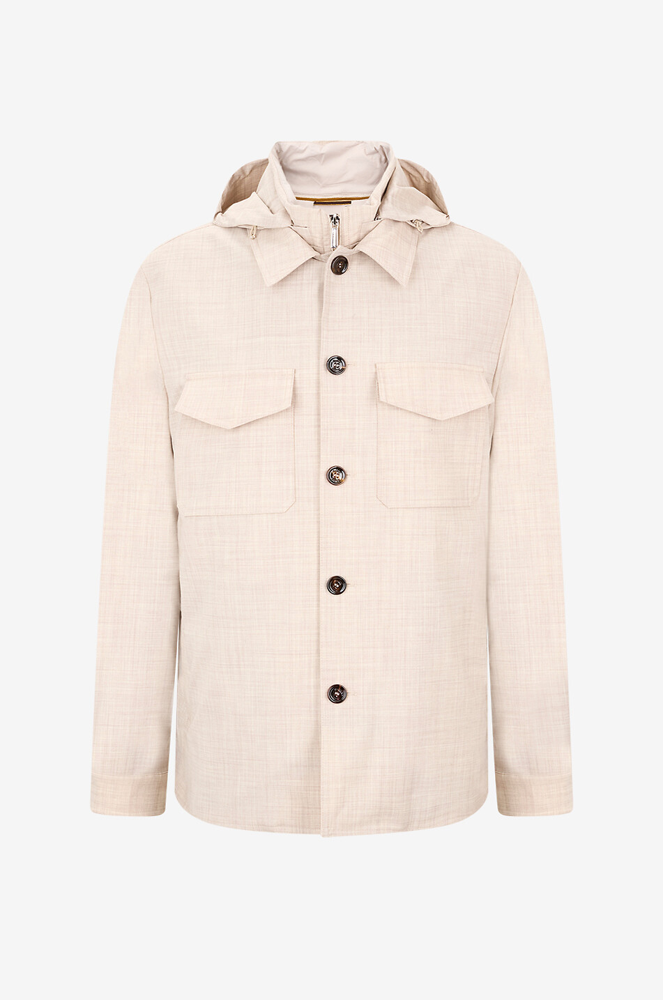 MOORER Kurze Kapuzenjacke aus reiner Schurwolle Maffei Herren Hellbeige 1