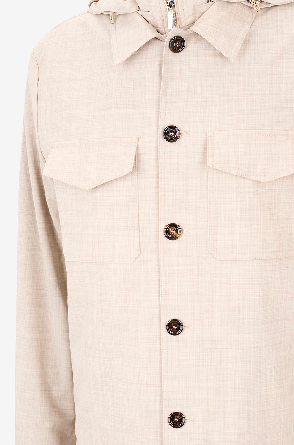 MOORER Kurze Kapuzenjacke aus reiner Schurwolle Maffei Herren Hellbeige 3