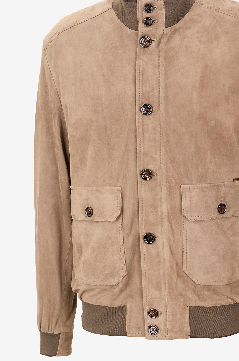 MOORER Blouson à col montant en cuir de mouton Carlos Homme MARRON 3