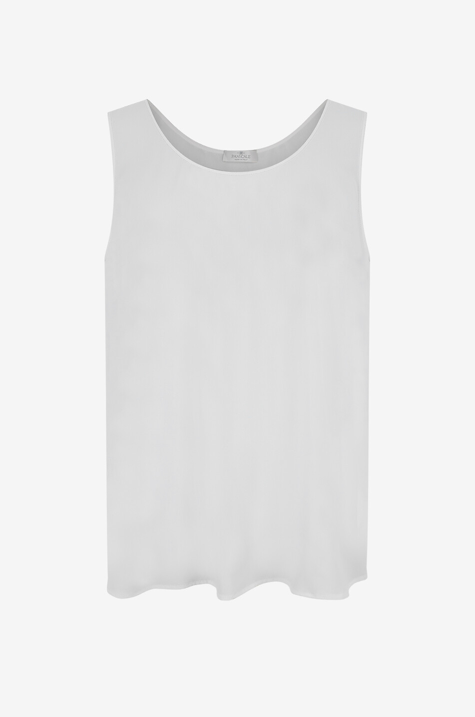 Sleeveless crewneck top in silk blend