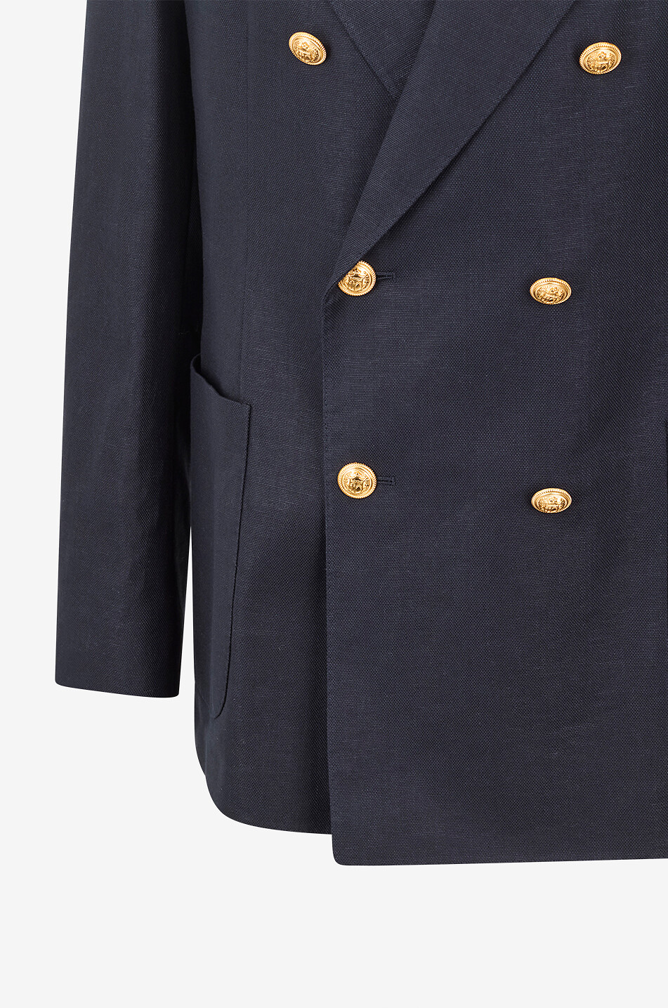 SLOWEAR Doppelreihiger Blazer aus Leinen und Baumwolle Herren DUNKELBLAU 3