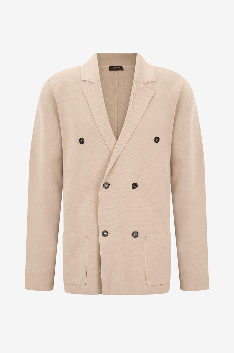 Double-breasted notch lapel cotton blazer