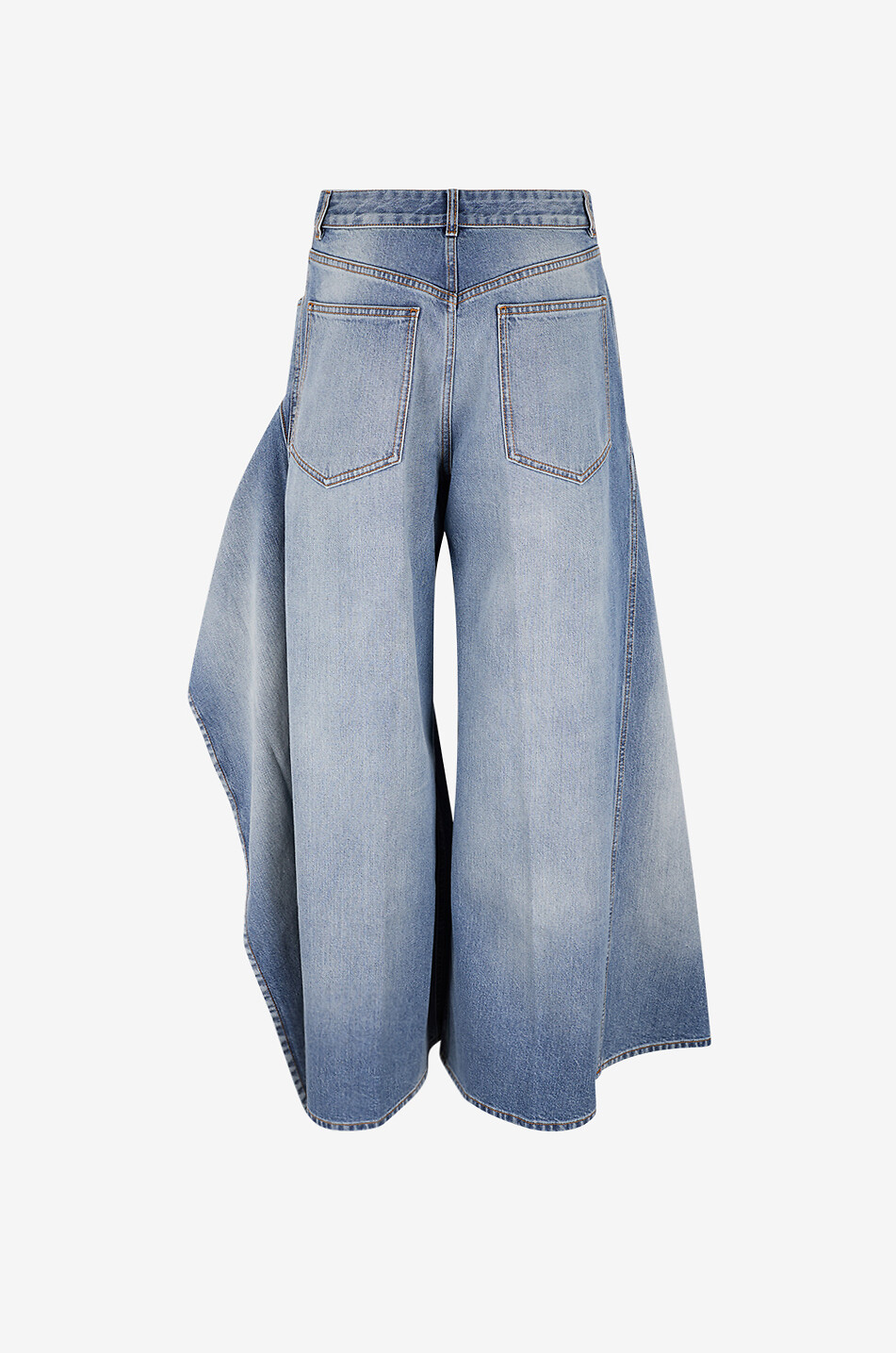 ALAÏA Flared denim jeans with ruffled cotton Women BLUE 2