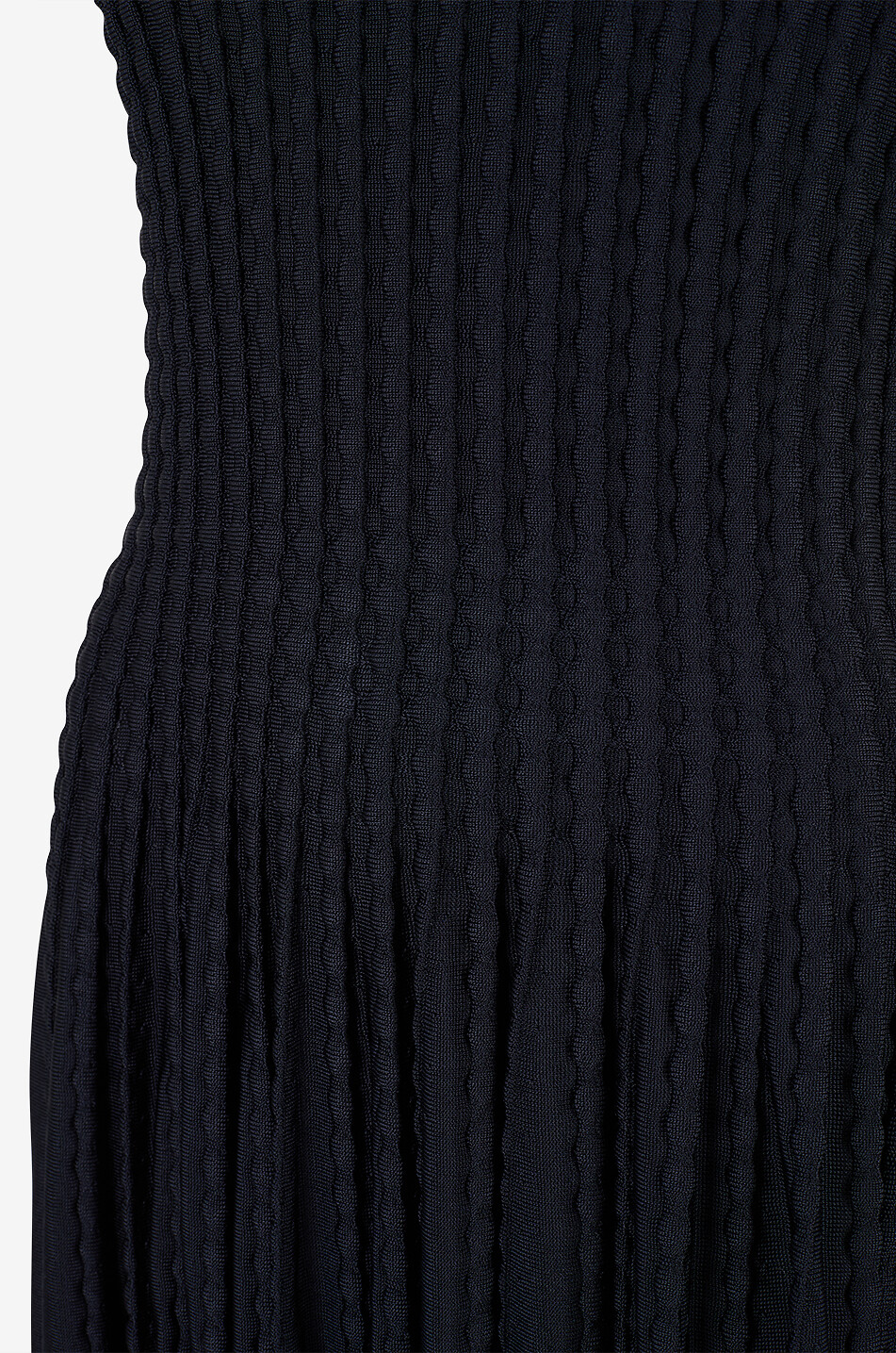 ALAÏA Fitted round-neck pleated knit midi dress Women DARK BLUE 3