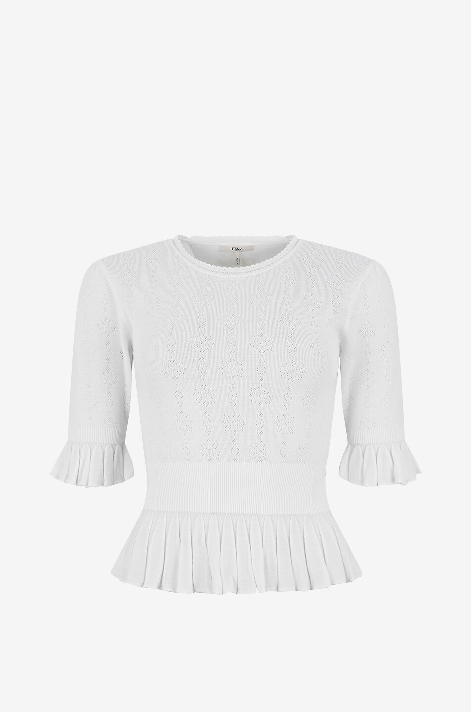 CHLOE Ausgestellter Pullover mit Rundhalsausschnitt aus Wolle SS MP71 Damen CREMEFARBEN 1