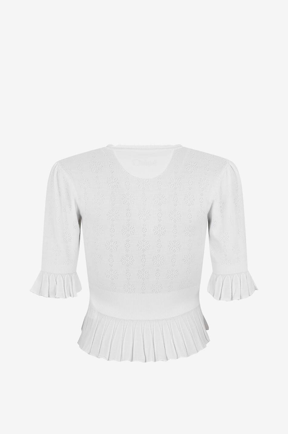 CHLOE Ausgestellter Pullover mit Rundhalsausschnitt aus Wolle SS MP71 Damen CREMEFARBEN 2