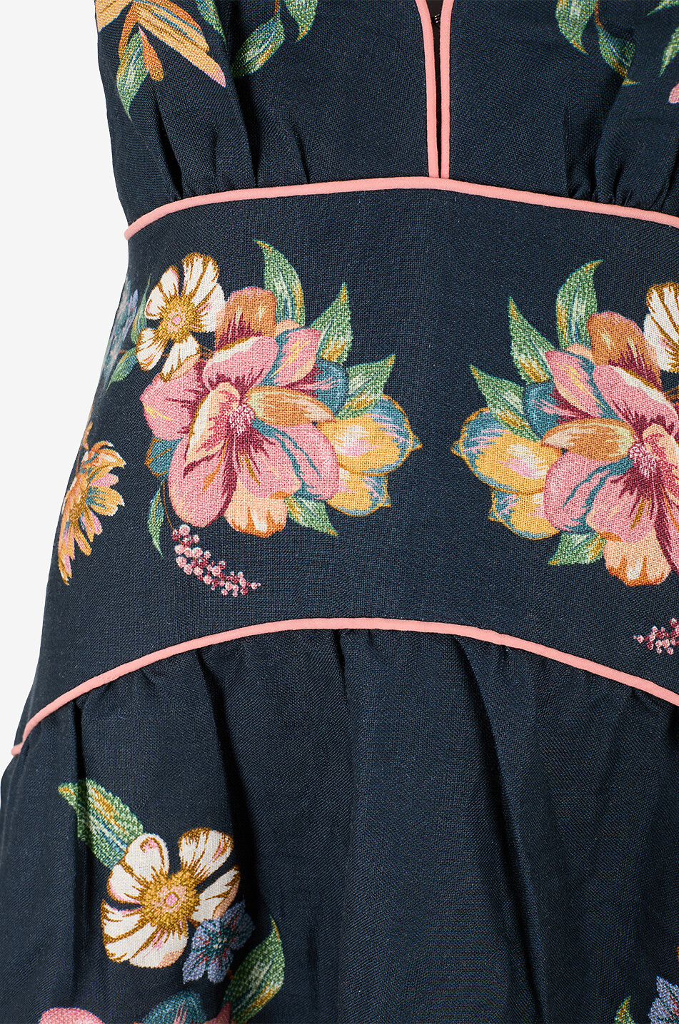 FARM RIO Robe midi cintrée à col V en lin floral Femme NOIR 3