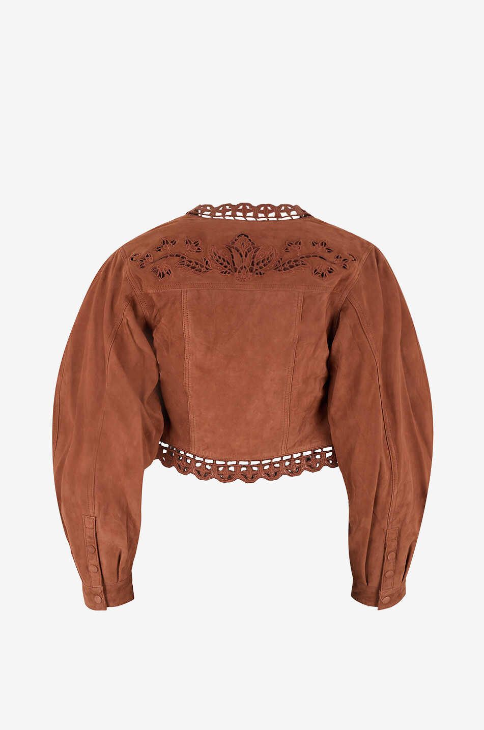 FARM RIO Short embroidered leather lightweight jacket Women BROWN 2