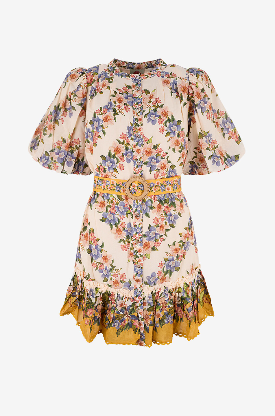 FARM RIO Hilo voile short dress with puffed sleeves Women MULTI COLOURED 1