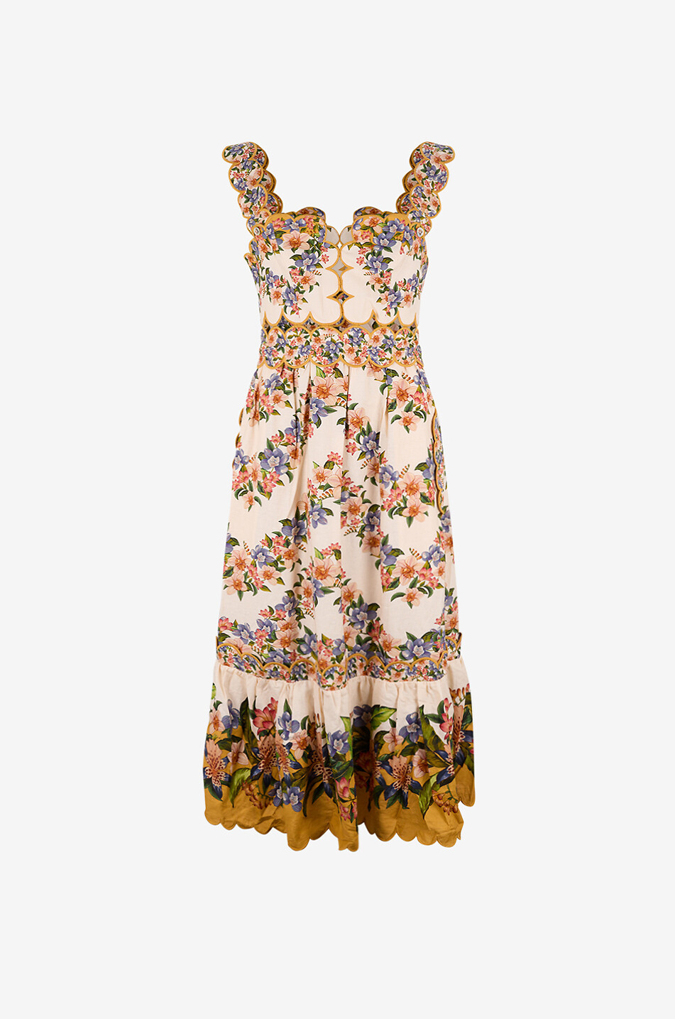 FARM RIO Midi-Kleid aus Leinenmix mit Stickerei Hilo Damen BUNT 1