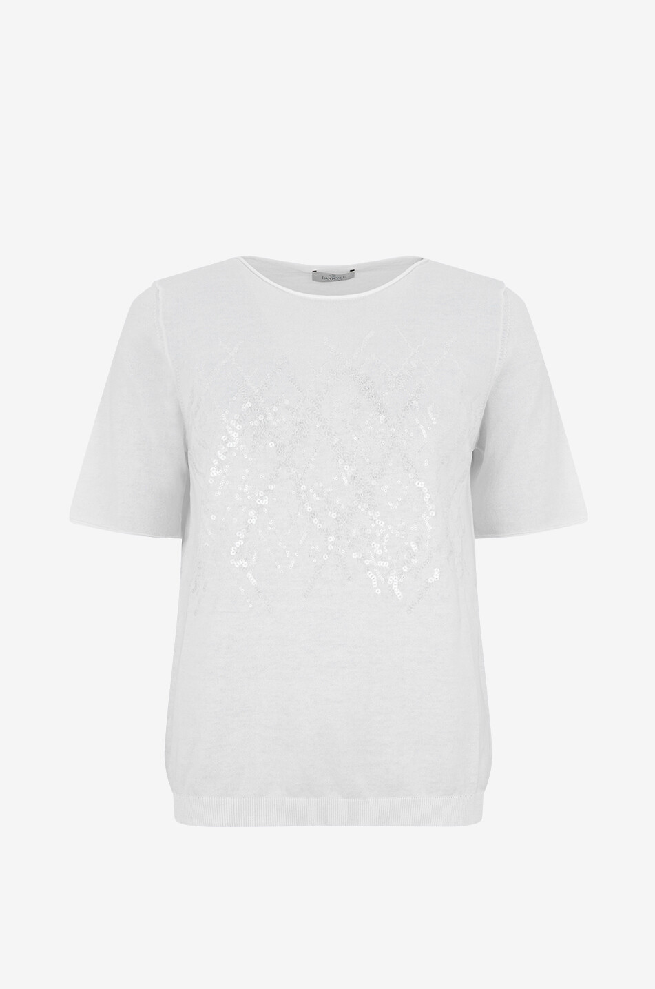 PANICALE Pullover mit U-Boot-Ausschnitt aus Baumwolle mit Pailletten Damen WEISS 1