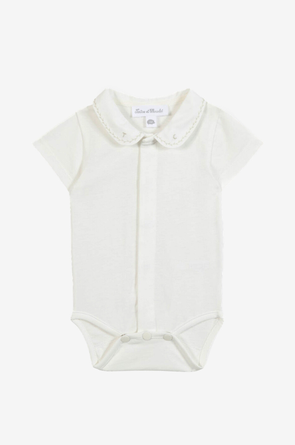 TARTINE ET CHOCOLAT Baby-Kurzarm-Body aus Baumwolljersey mit besticktem Kragen Baby CREMEFARBEN 1