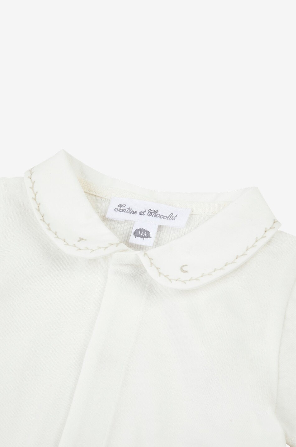 TARTINE ET CHOCOLAT Baby-Kurzarm-Body aus Baumwolljersey mit besticktem Kragen Baby CREMEFARBEN 3
