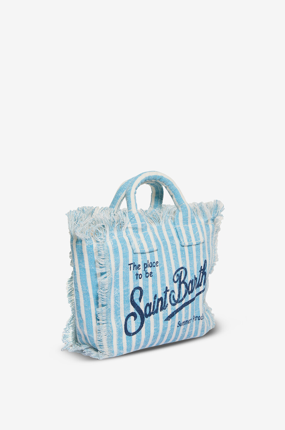 MC2 SAINT BARTH Mini Vanity striped linen handbag Women BLUE 2