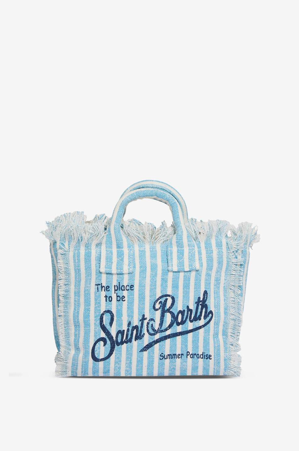 MC2 SAINT BARTH Mini Vanity striped linen handbag Women BLUE 3