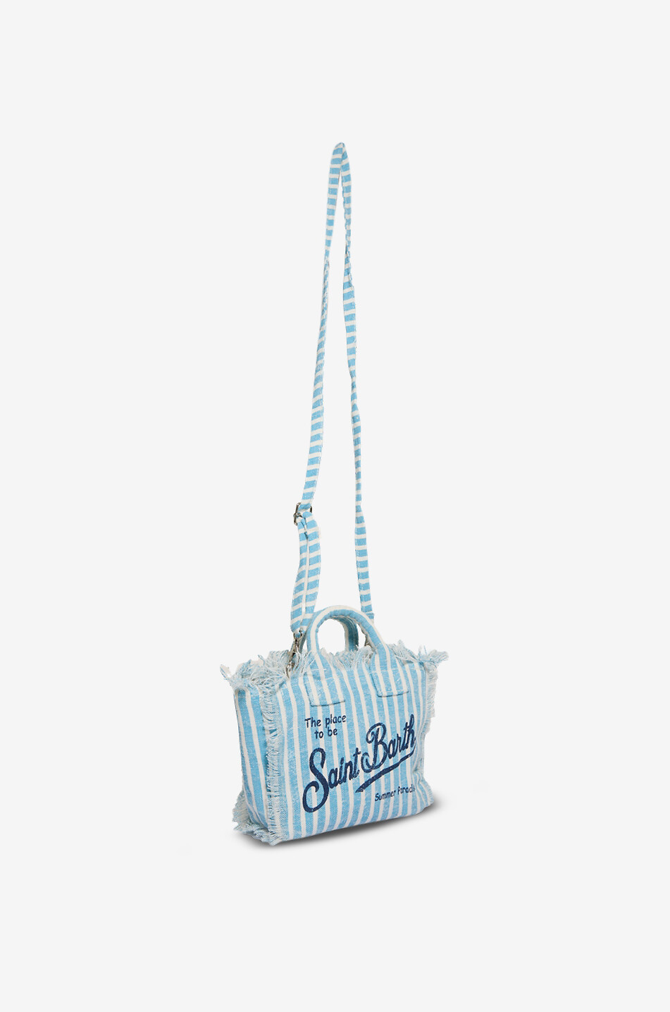 MC2 SAINT BARTH Mini Vanity striped linen handbag Women BLUE 5