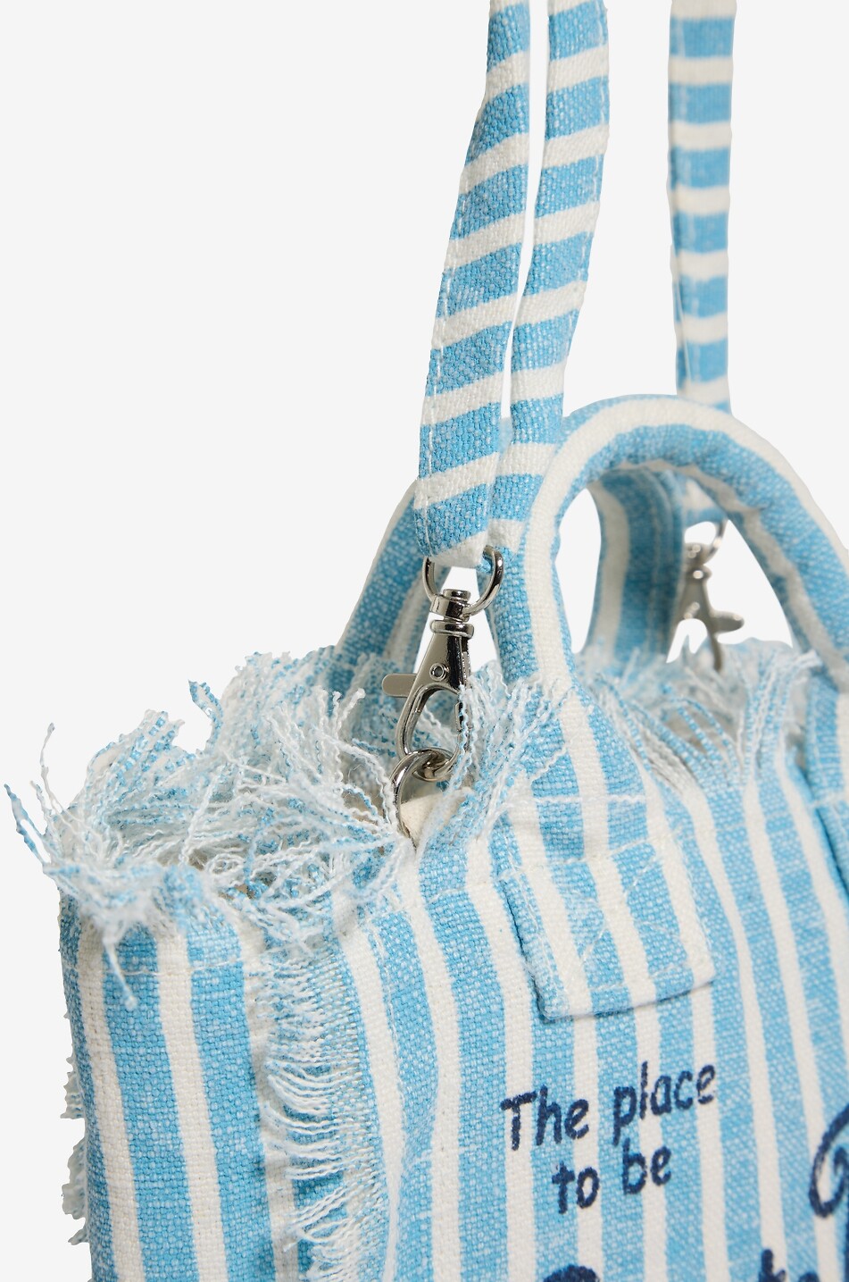 MC2 SAINT BARTH Mini Vanity striped linen handbag Women BLUE 6