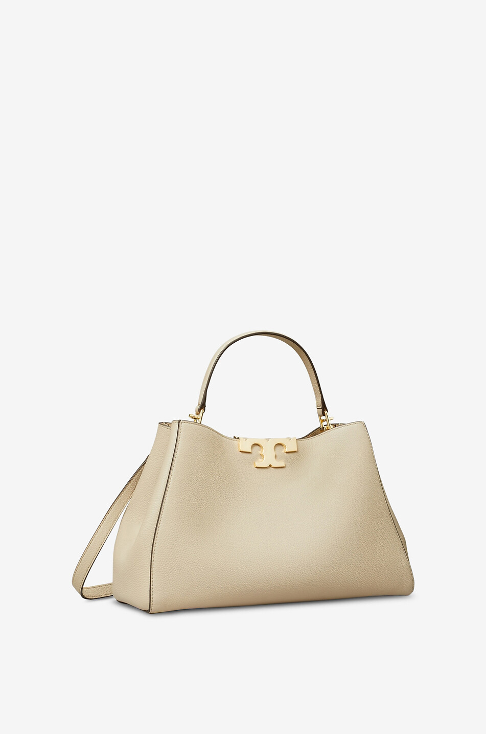 TORY BURCH Sac à main en cuir grainé Eleanor Soft Satchel Femme Beige clair 2