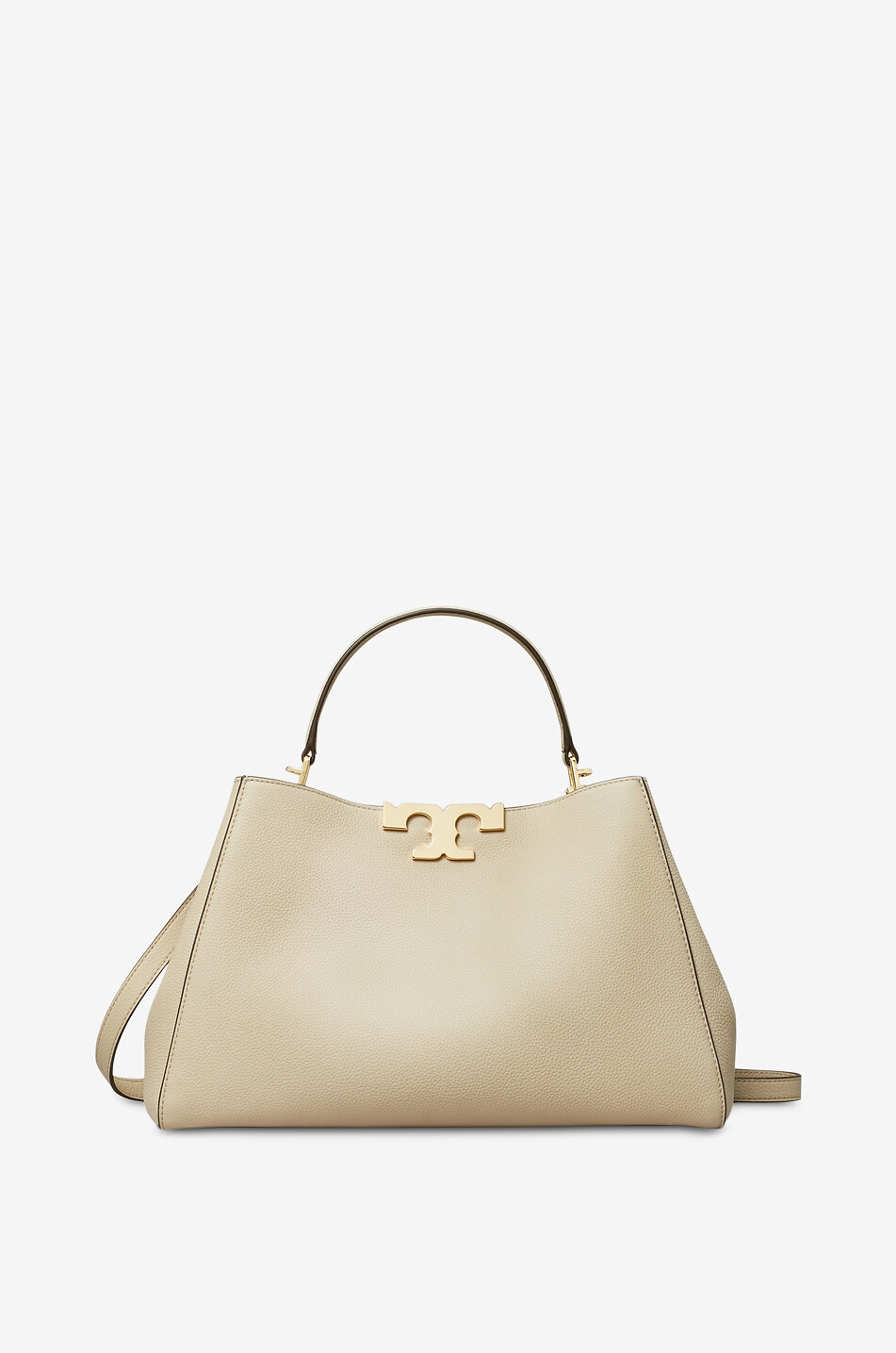 TORY BURCH Sac à main en cuir grainé Eleanor Soft Satchel Femme Beige clair 1