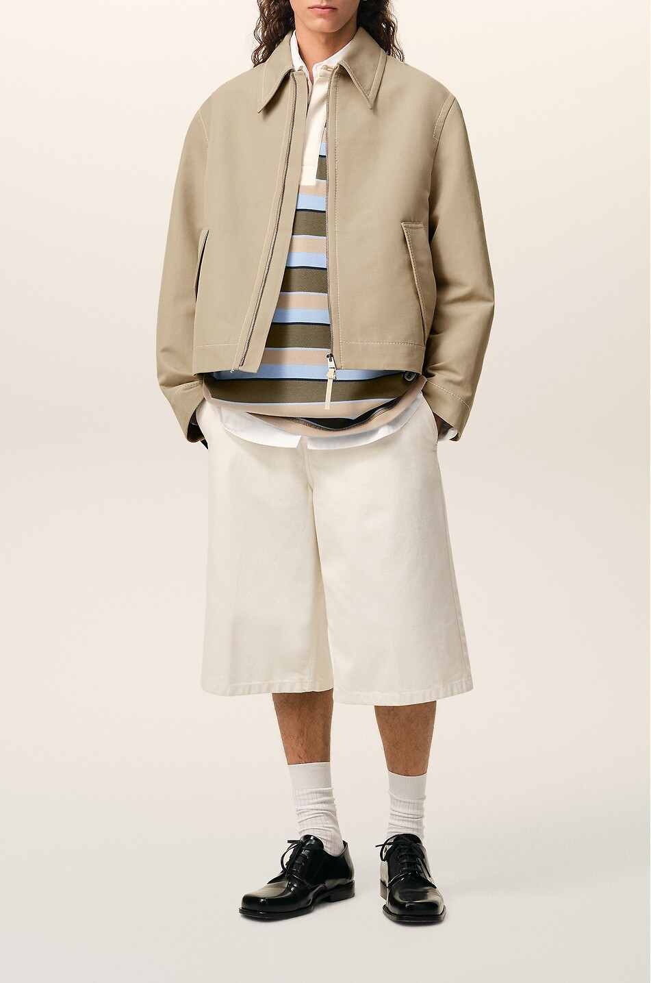 AMI Lightweight gabardine cotton shirt collar jacket Men BEIGE 2