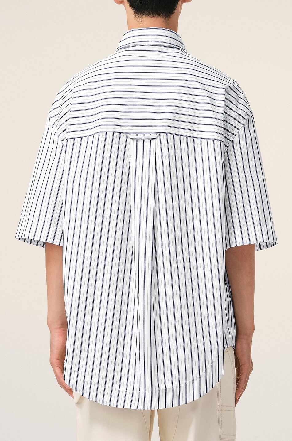 AMI Ami De Coeur striped cotton poplin oversized shirt Men WHITE 3