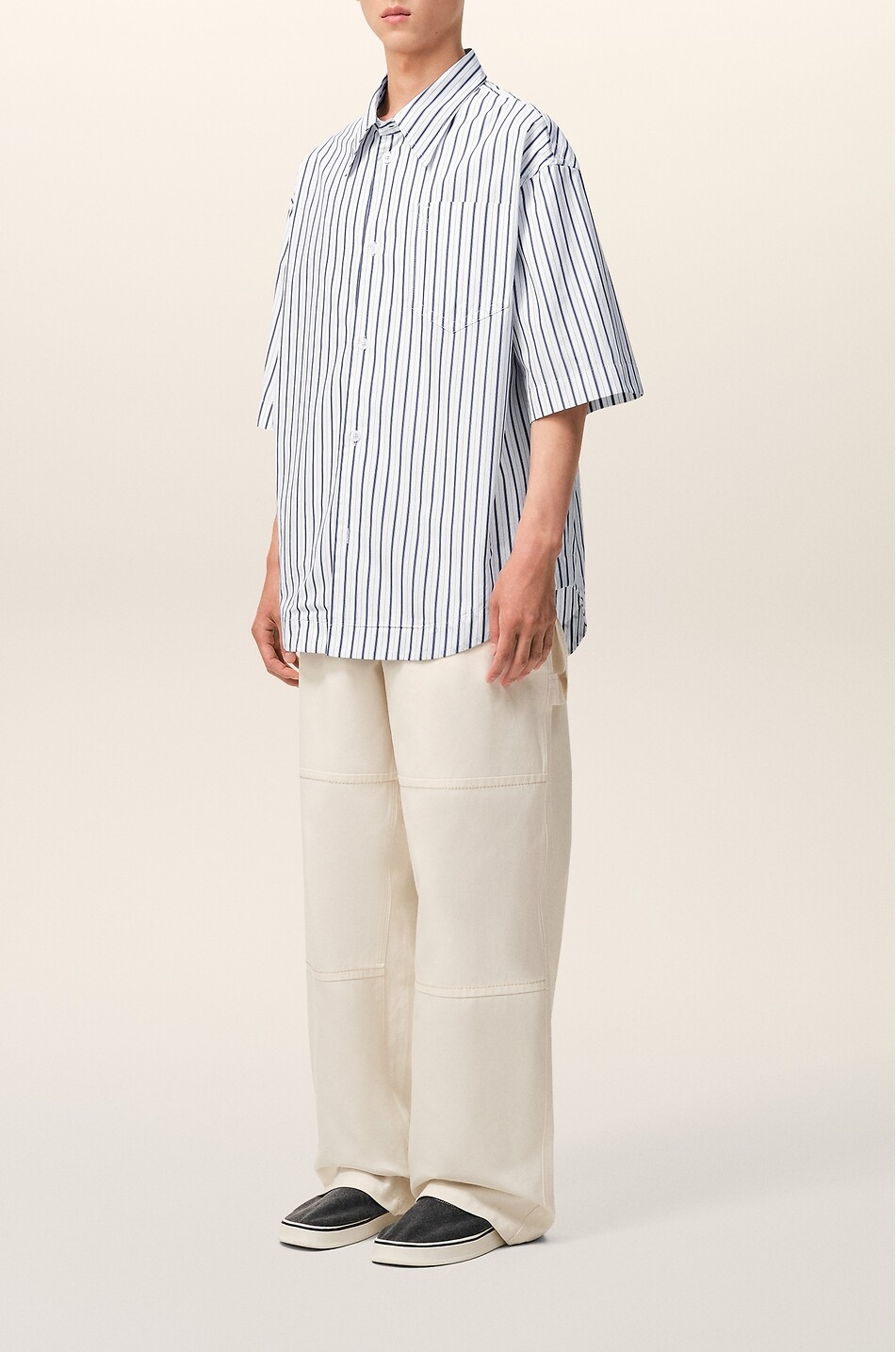 AMI Ami De Coeur striped cotton poplin oversized shirt Men WHITE 6