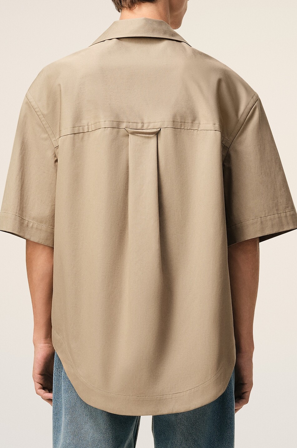 AMI Chemise ample à manches courtes en gabardine de coton Homme BEIGE 3