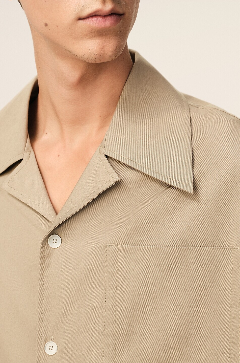 AMI Chemise ample à manches courtes en gabardine de coton Homme BEIGE 5