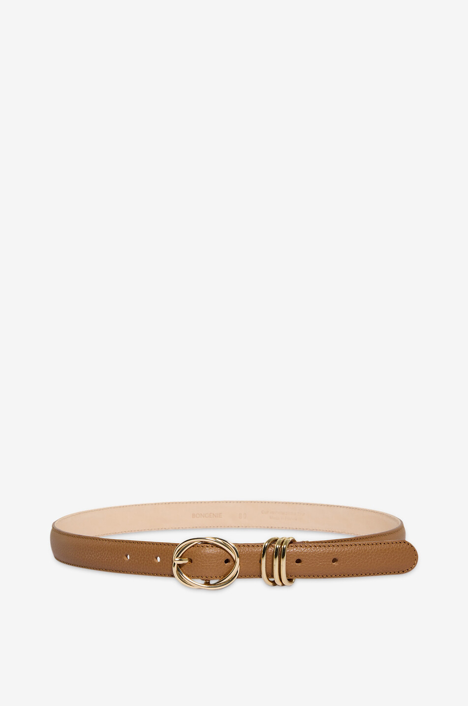 BONGENIE Twisted gold-tone grained leather belt 20 mm Women LIGHT BROWN 1