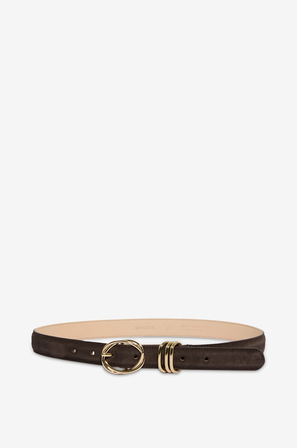 BONGENIE Twisted detail velvet leather belt 20 mm Women DARK BROWN 1
