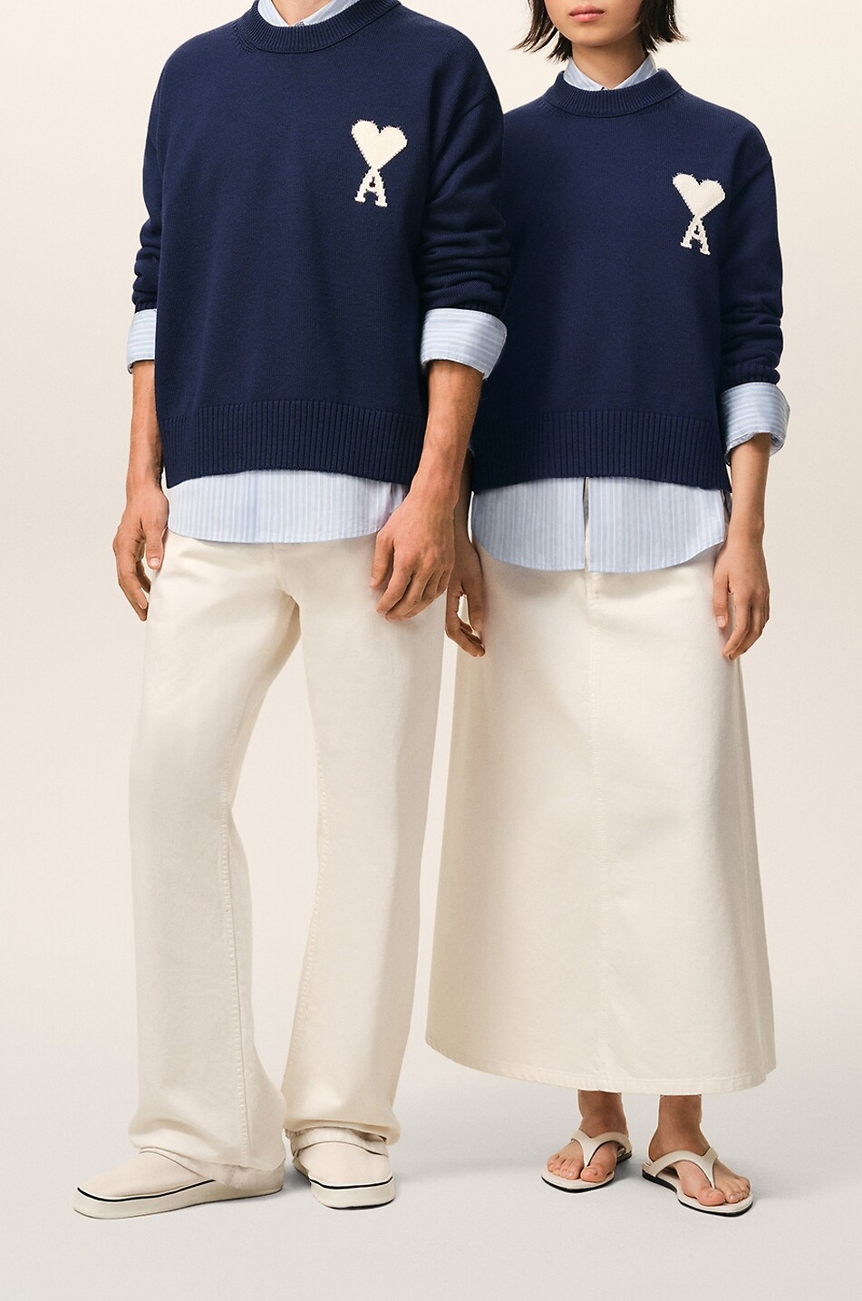 AMI Pull à col rond en laine et coton Ami De Coeur Homme BLEU FONCE 3