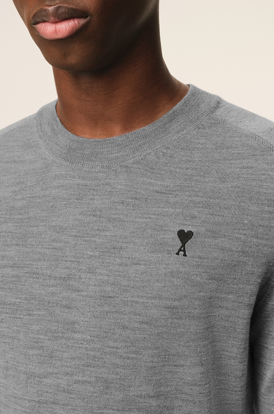 AMI Ami De Coeur wool crewneck jumper Men GREY 4