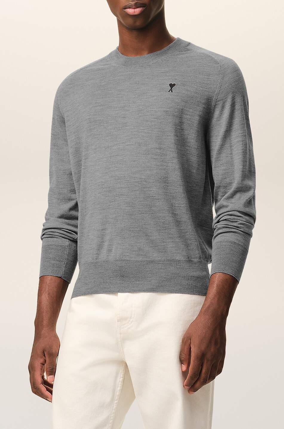 AMI Ami De Coeur wool crewneck jumper Men GREY 6