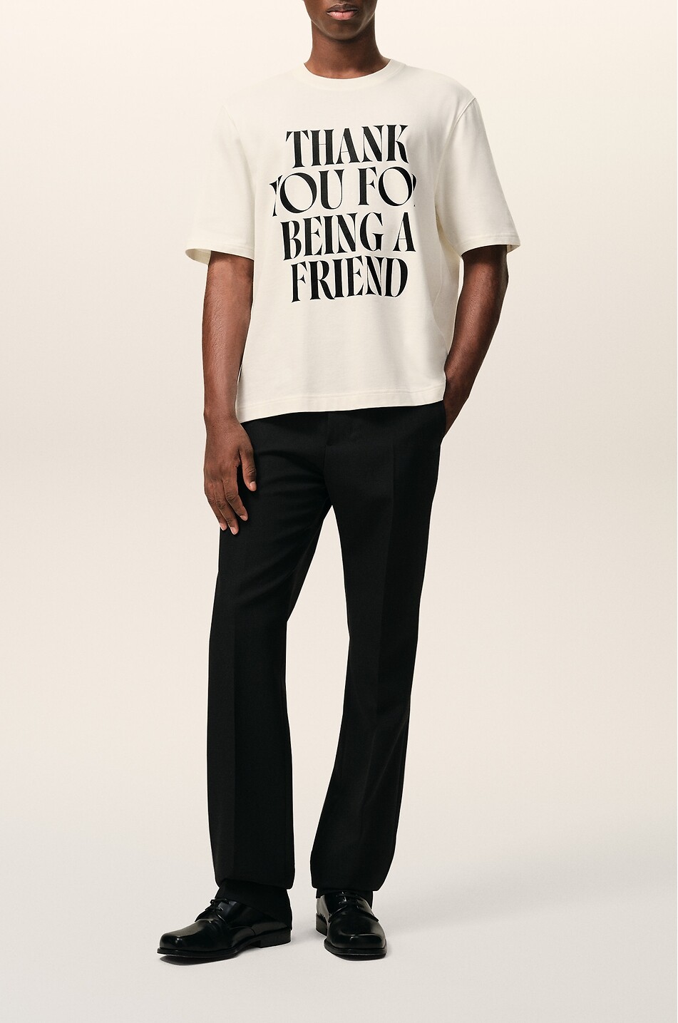 AMI T-shirt à col rond oversize imprimé en coton Homme BLANC CASSE 2