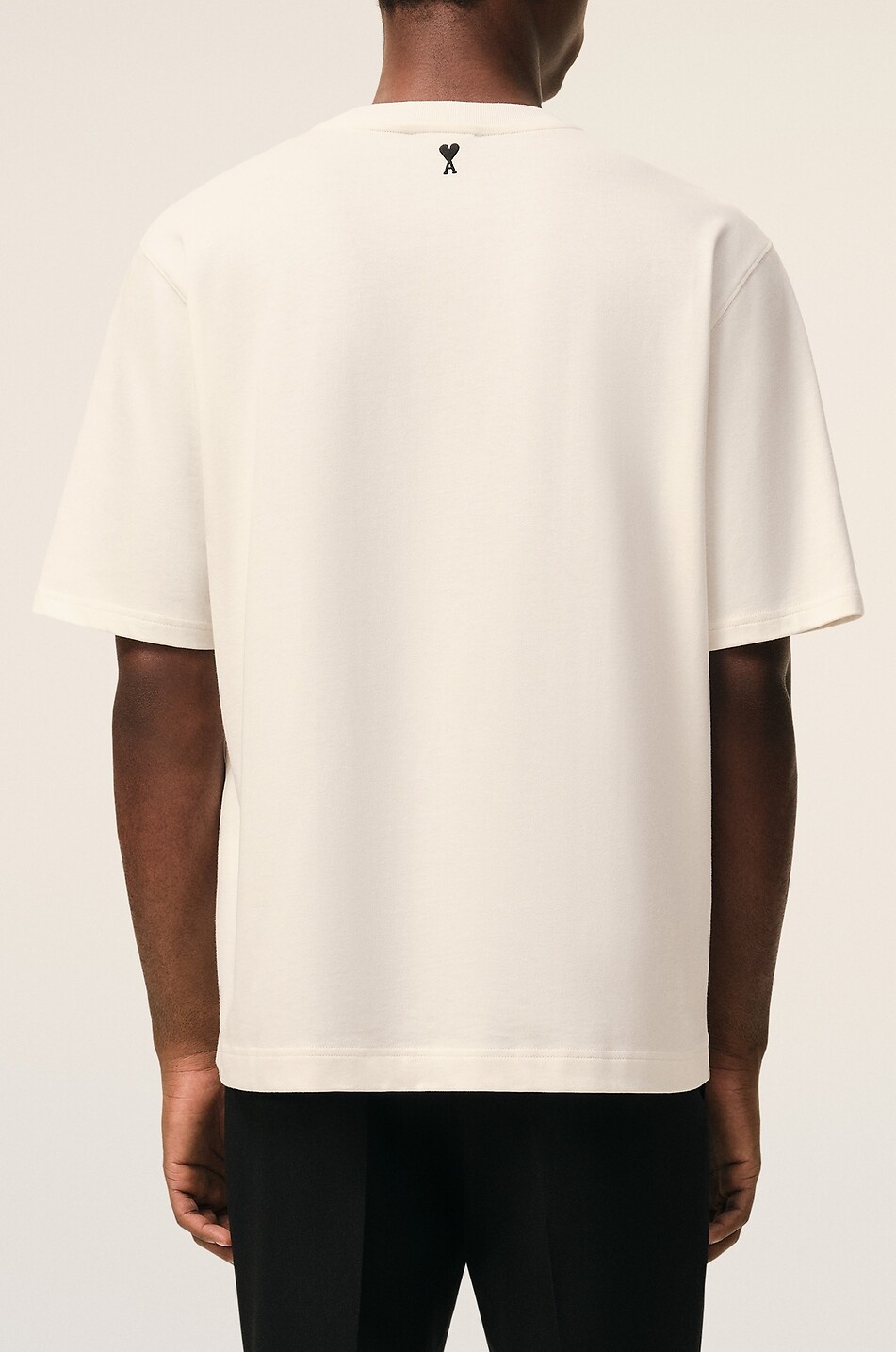 AMI T-shirt à col rond oversize imprimé en coton Homme BLANC CASSE 3