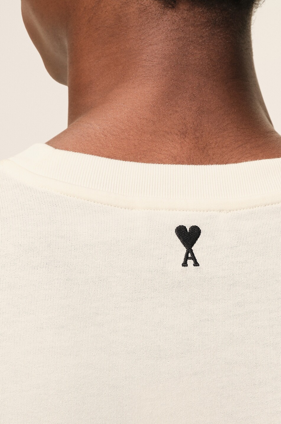 AMI T-shirt à col rond oversize imprimé en coton Homme BLANC CASSE 5