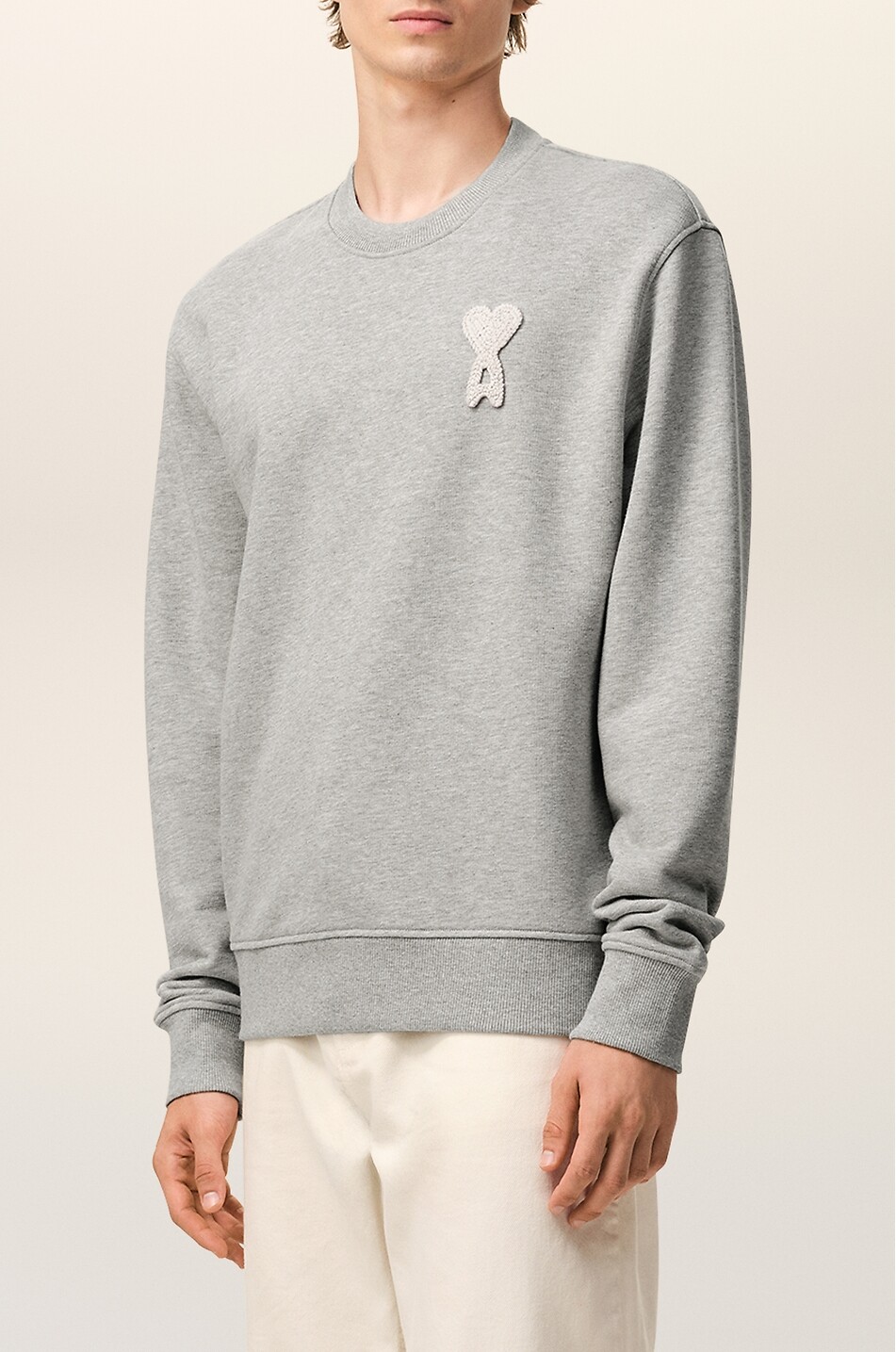 Ami de cœur hooded full-zip sweatshirt - AMI - GREY - Bongénie