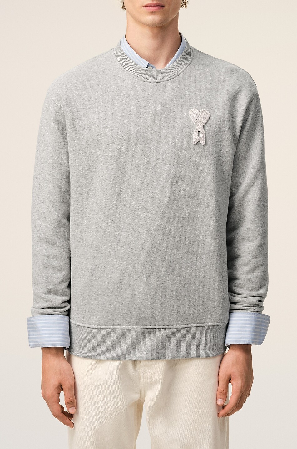 AMI Ami De Coeur cotton crewneck sweatshirt Men LIGHT GREY 7