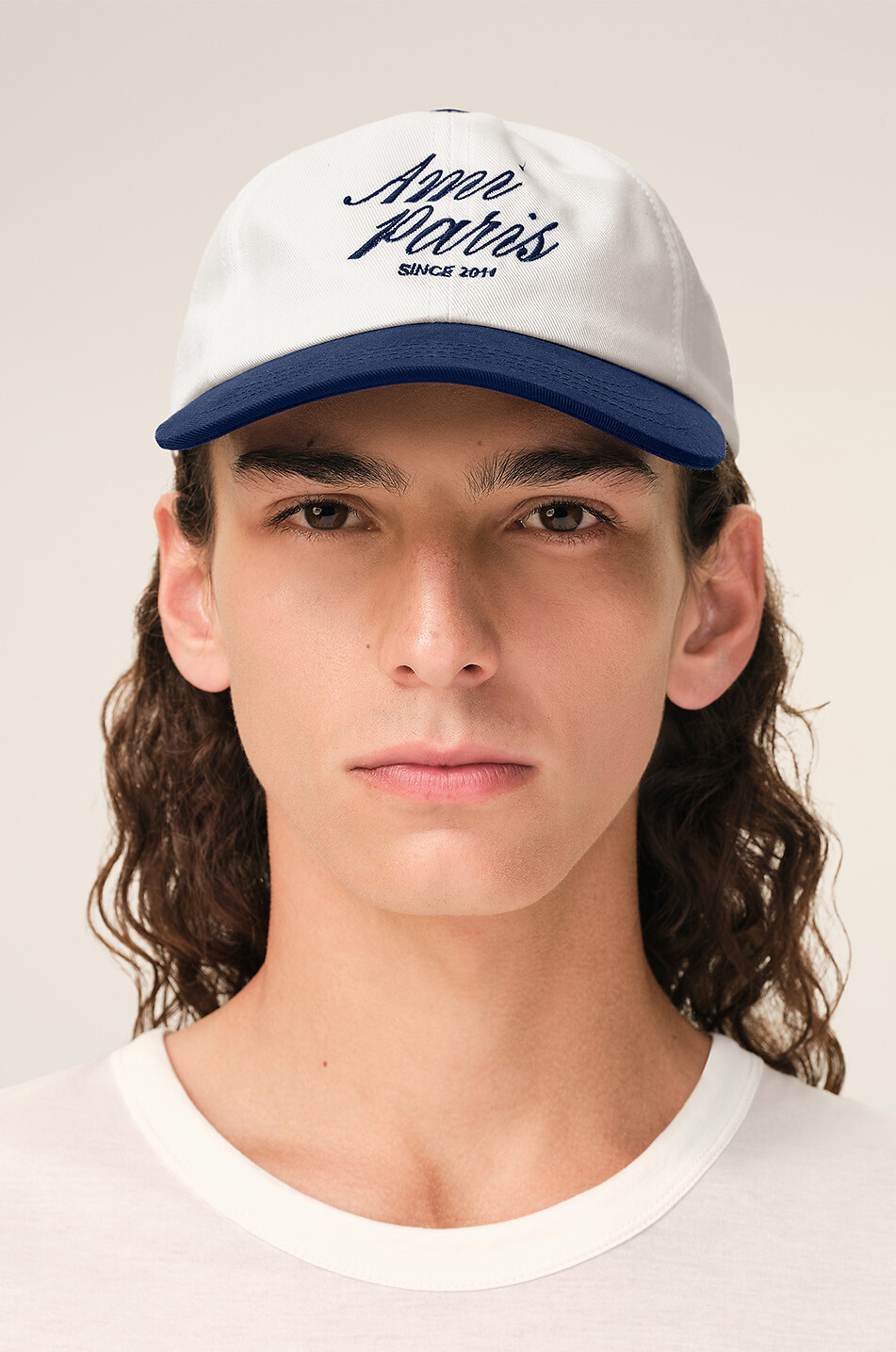 AMI Baseball cap embroidered cotton two-tone Men DARK BLUE 5