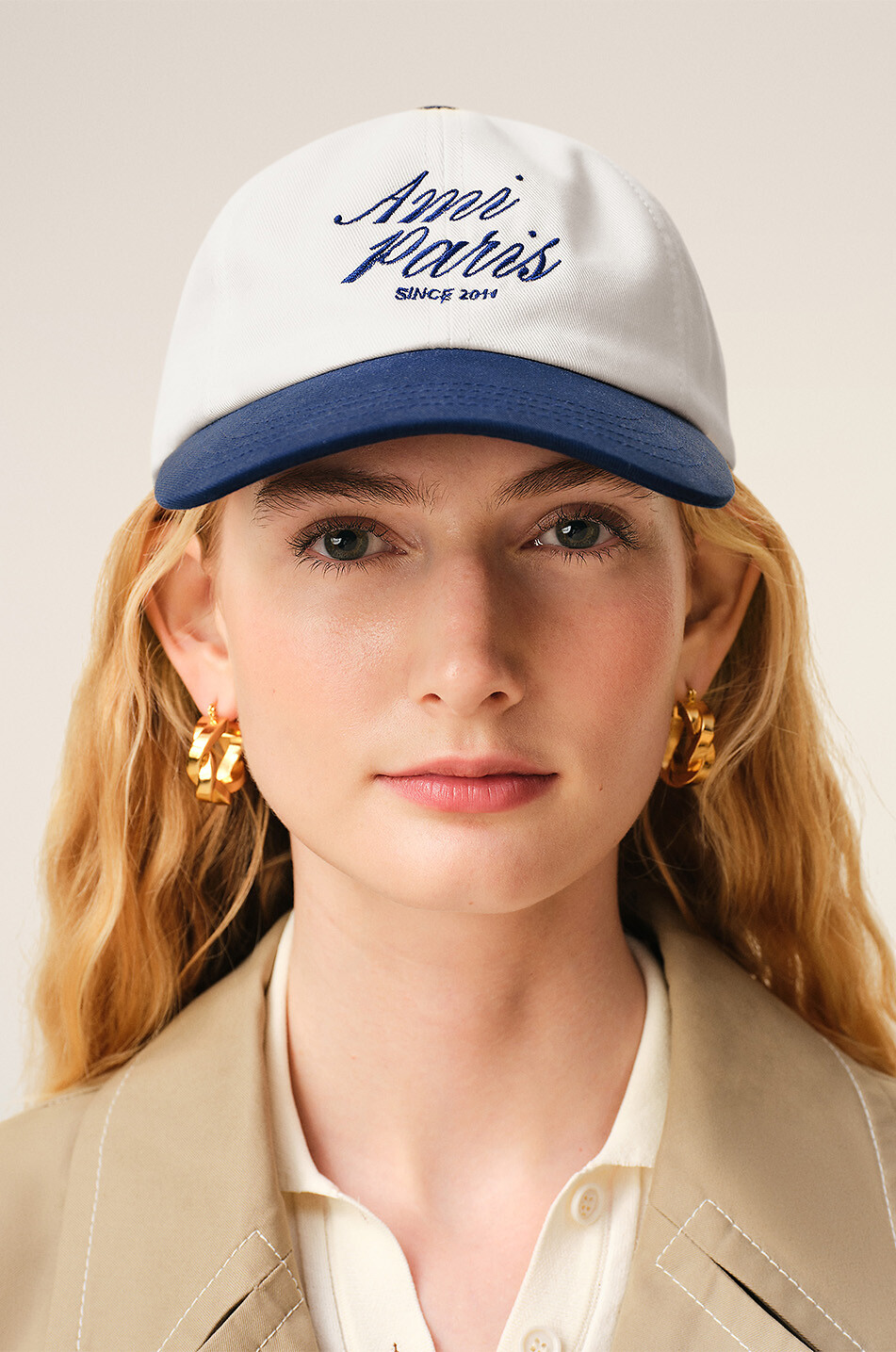 AMI Baseball cap embroidered cotton two-tone Men DARK BLUE 8